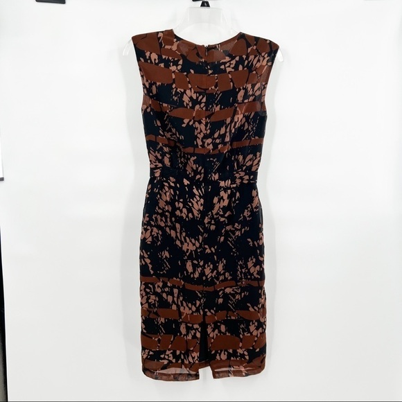 ASOS brown dress abstract print black lines size 4 - Picture 2 of 5